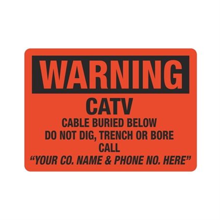 Warning CATV Cable Buried Below - 10" x 14" Sign